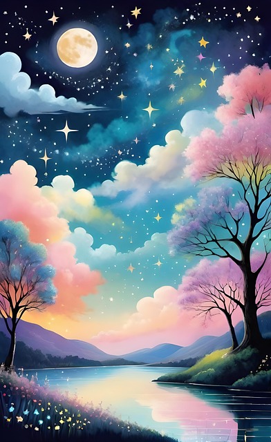 Free ai generated moon river illustration