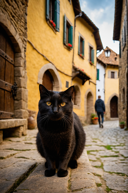 Katze, Schwarze Katze, Dorf
