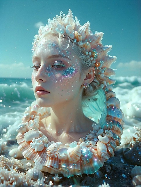 Free ai generated woman ocean illustration