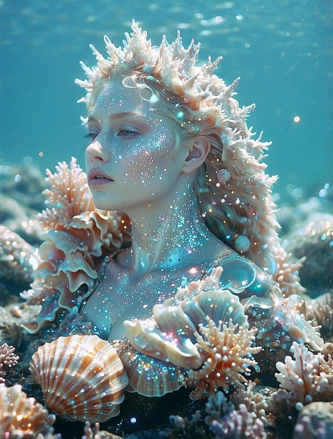 Free ai generated woman water illustration