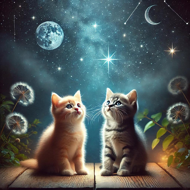 Katte, Nat, Måne, Om Natten, Himmel
