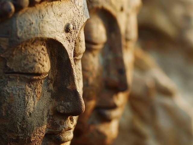 Free ai generated sculptures faces illustration