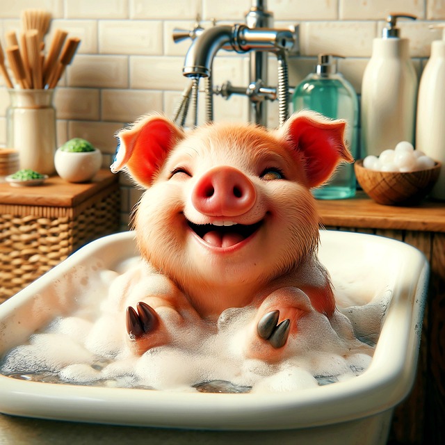 Download free HD stock image of Pig Piglet Free pig piglet full bath illustration