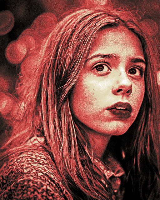 Meisje, Portret, Gestippeld Effect