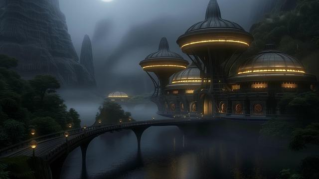 Free ai generated building bridge illustration