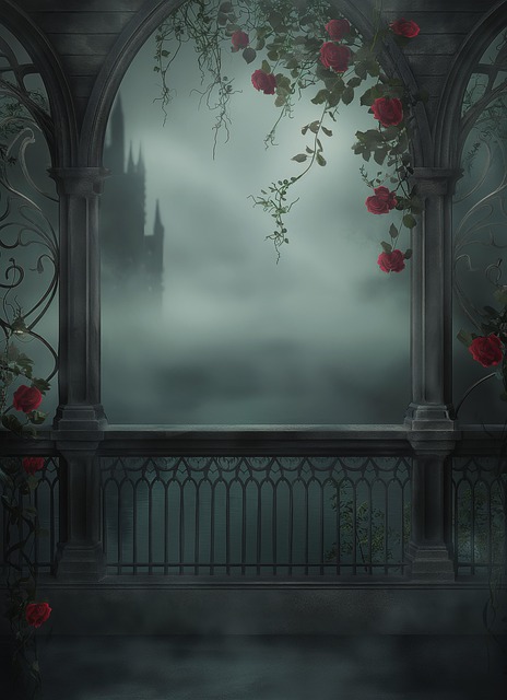 Free ai generated balcony gothic illustration