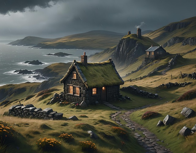 Free ai generated house coast illustration