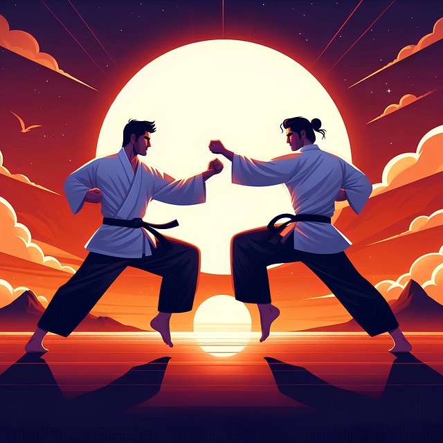 Free ai generated men martial arts illustration