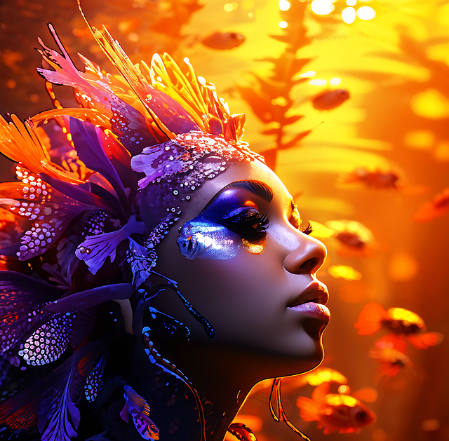 Free ai generated woman underwater illustration
