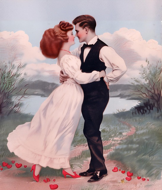 Free romantic vintage style white dress illustration