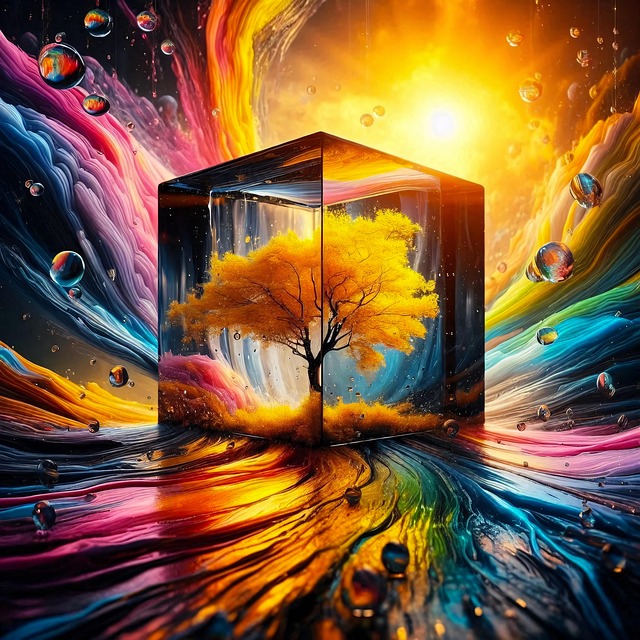 Free ai generated cube tree illustration