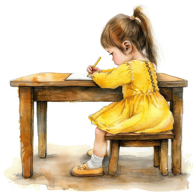 Free ai generated child write illustration