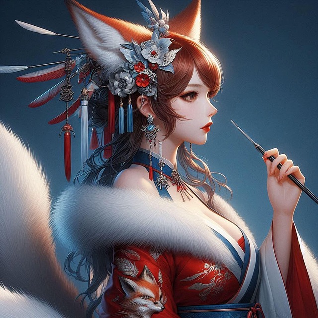 Free ai generated nine tailed fox woman illustration