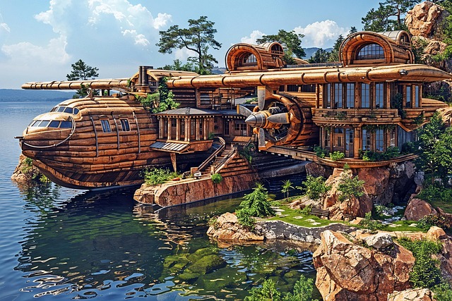 Free ai generated villa plane illustration