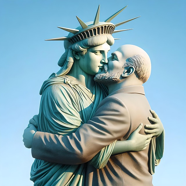 Free ai generated statue kiss illustration
