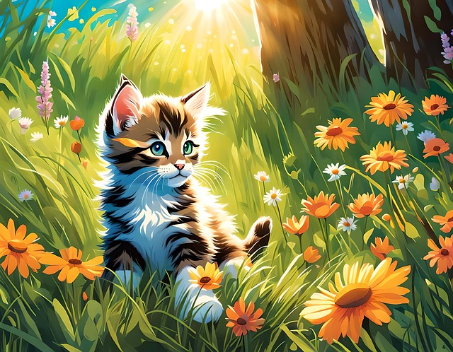 Free animal garden kitten illustration