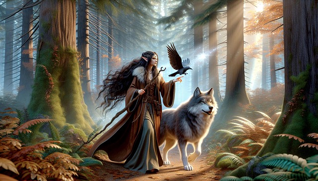 Free shaman healer wolf illustration