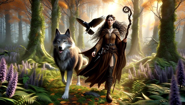 Free shaman healer wolf illustration