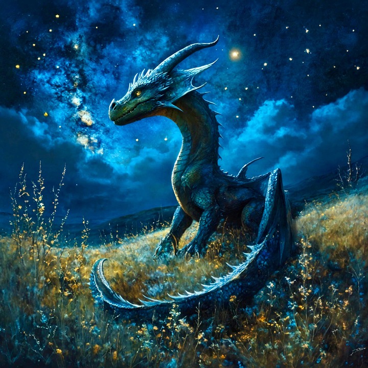 Download Ai Generated, Dragon, Night. Royalty-Free Stock Illustration ...