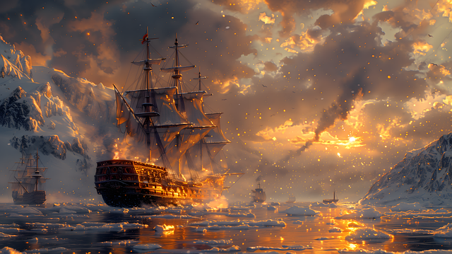 Free art digital galleon illustration
