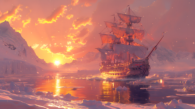 Free art digital galleon illustration