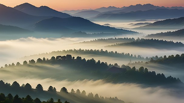 Sonnenaufgang, Üppige Täler, Morgennebel
