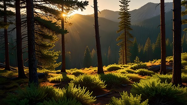 Wald Sonnenaufgang, Goldenes Licht