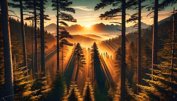 Sonnenaufgang, Kiefern
