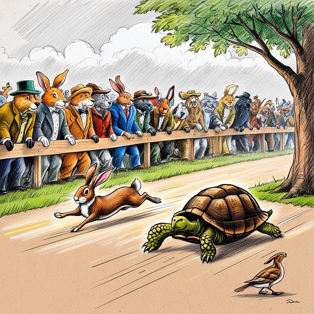 Free Rabbit Tortoise illustration and picture