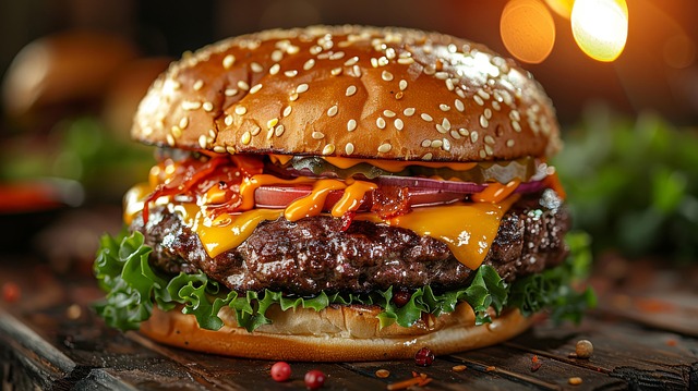 Free ai generated hamburger juicy illustration