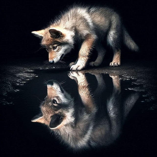 Free ai generated wolf puppy illustration