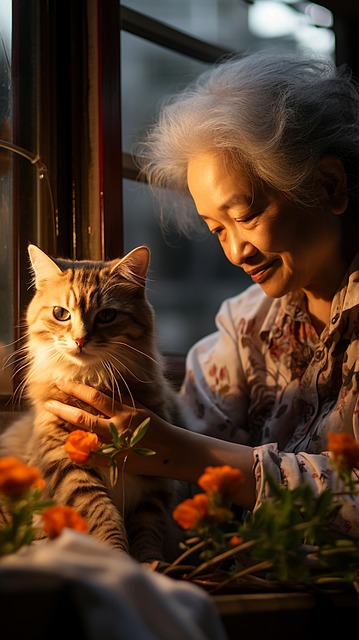 Ai Generiert, Frau, Katze, Alten