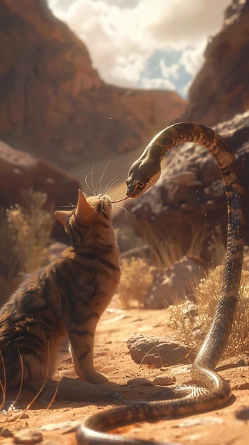 Free ai generated cat snake illustration