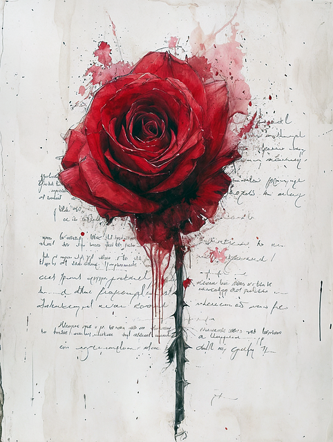 Buchstabe, Rose, Rot, Blüte, Tinte, Text