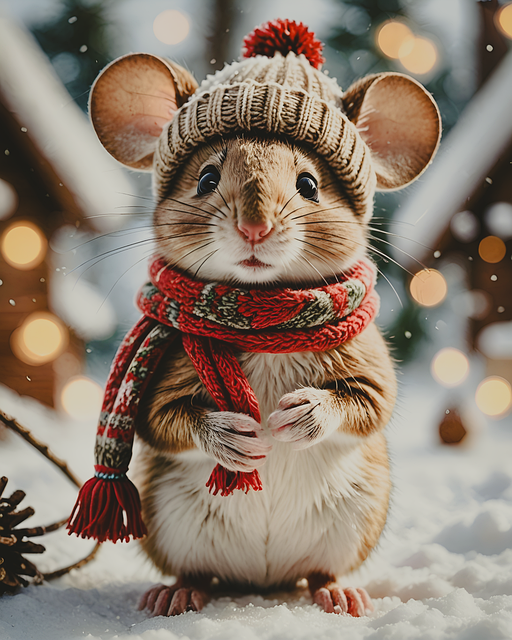 Free mouse cap scarf illustration