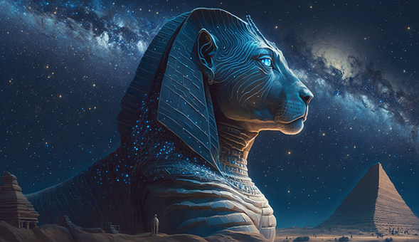 Ai产生的, 狮身人面像, 金字塔, 结构体, 外星, 行星, 宇宙, 沙漠