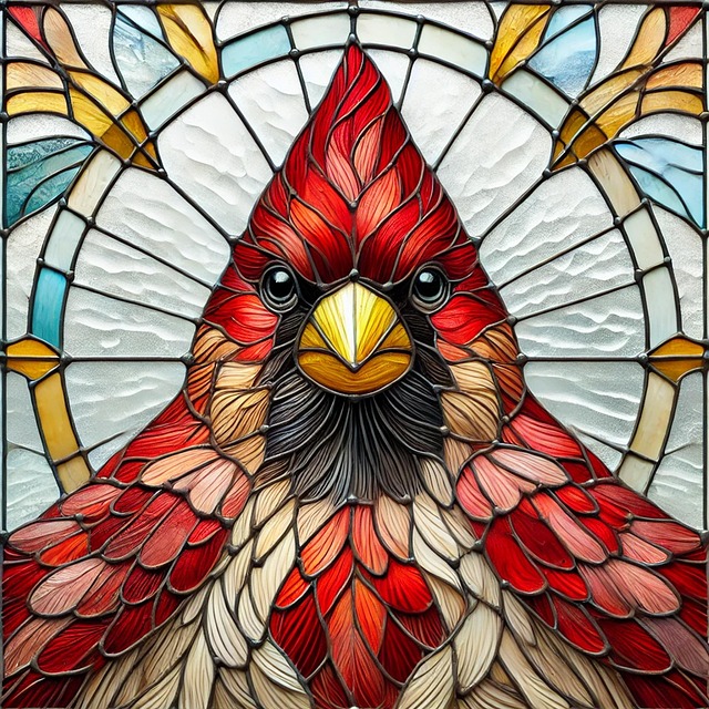 Free stained glass cardinal bird illustration