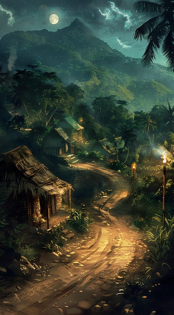 Free ai generated village trees illustration