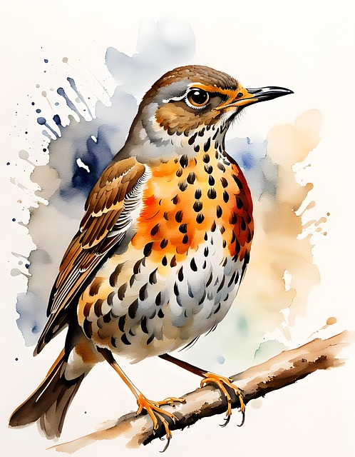 Free ai generated thrush bird illustration