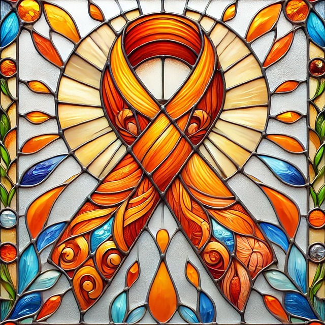 Free stained glass ribbon awareness illustration