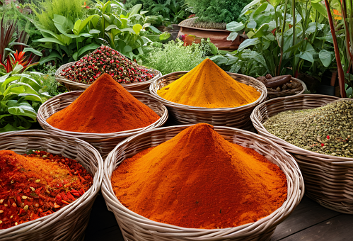 Paprika, Karry, Basilikum, Urter, Natur