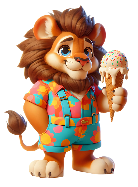 Free ai generated lion ice cream illustration