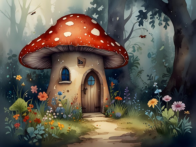 Free ai generated mushroom forest illustration
