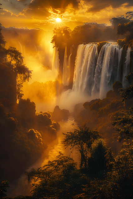 Download free HD stock image of Ai Generated Waterfalls Free ai generated waterfalls nature illustration
