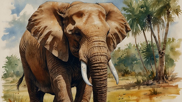 Free ai generated elephant painting illustration