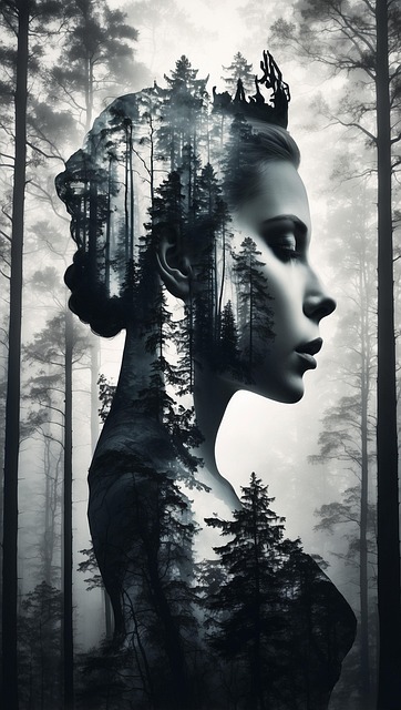 Free ai generated woman forest illustration