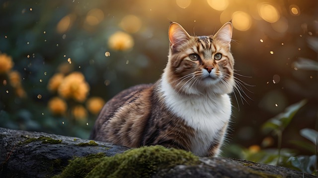Ai Generado, Gato, Atardecer, Mascota