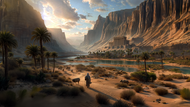 Free ai generated the promised land oasis illustration