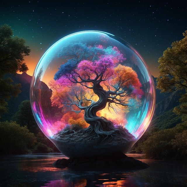 Download free HD stock image of Ai Generated Tree Free ai generated tree glass sphere illustration