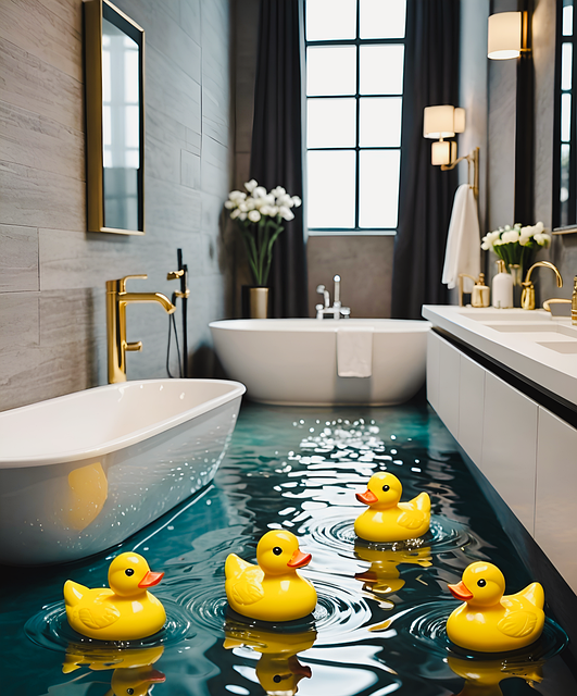 Free ai generated rubber ducks bathroom illustration